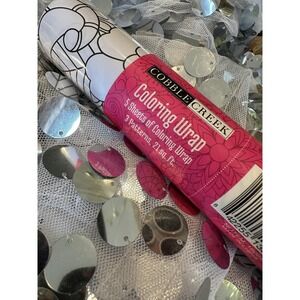 Cobble Creek‎ Coloring Wrap Paper Roll 5 Sheets White Floral Art 27 Sq Ft Gift